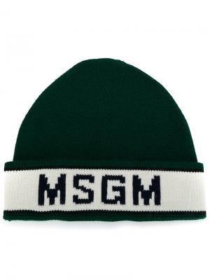 Шапка с логотипом MSGM. Цвет: зелёный