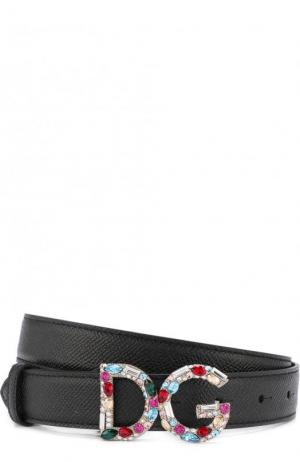Кожаный ремень с пряжкой в виде логотипа бренда Dolce & Gabbana. Цвет: черный