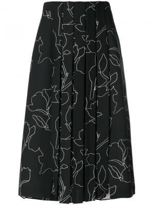 Плиссированная юбка с принтом Carven. Цвет: чёрный