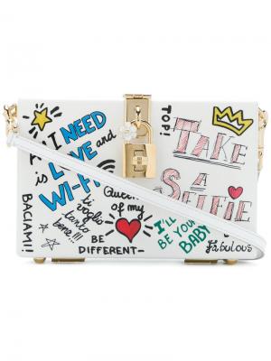 Клатч-футляр с графическим принтом Dolce & Gabbana. Цвет: белый