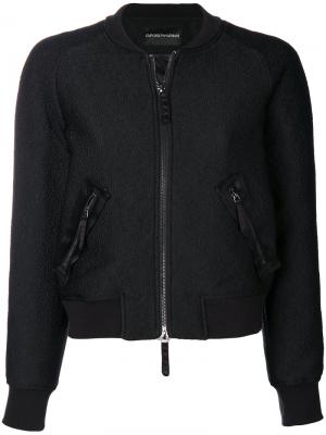 Куртка-бомбер с нашивкой Emporio Armani. Цвет: чёрный