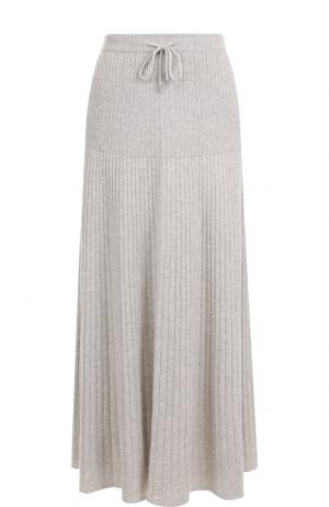 Кашемировая юбка-миди с эластичным поясом Loro Piana. Цвет: светло-серый