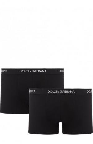 Комплект из двух хлопковых боксеров с широкой резинкой Dolce & Gabbana. Цвет: черный