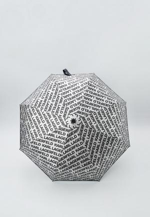Зонт складной Karl Lagerfeld. Цвет: серебряный