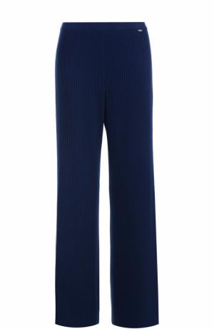 Кашемировые брюки фактурной вязки St. John. Цвет: темно-синий