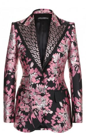Приталенный жакет с цветочным принтом Dolce & Gabbana. Цвет: розовый