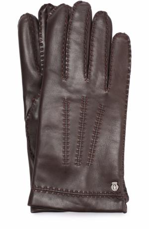 Кожаные перчатки с подкладкой из смеси кашемира и шерсти Roeckl. Цвет: темно-коричневый