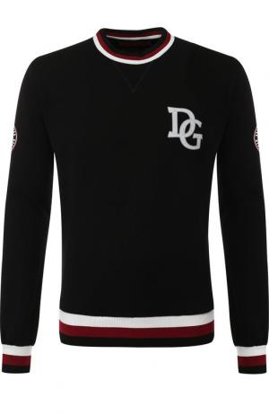 Хлопковый свитшот с логотипом бренда Dolce & Gabbana. Цвет: черный
