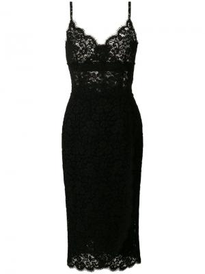Кружевное платье миди на бретельках Dolce & Gabbana. Цвет: чёрный
