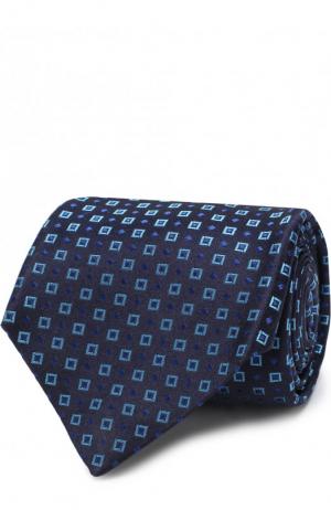 Шелковый галстук с узором Kiton. Цвет: синий