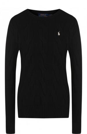 Хлопковый пуловер с вышитым логотипом бренда Polo Ralph Lauren. Цвет: черный