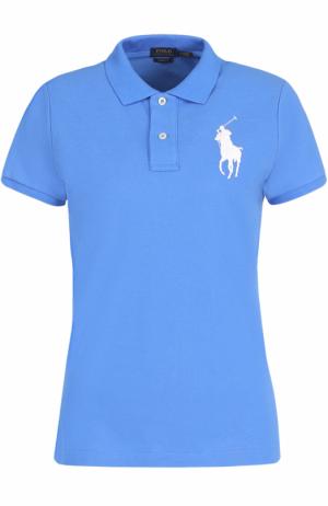 Хлопковое поло с вышитым логотипом бренда Polo Ralph Lauren. Цвет: синий