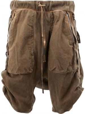 Cargo pocket shorts Boris Bidjan. Цвет: коричневый