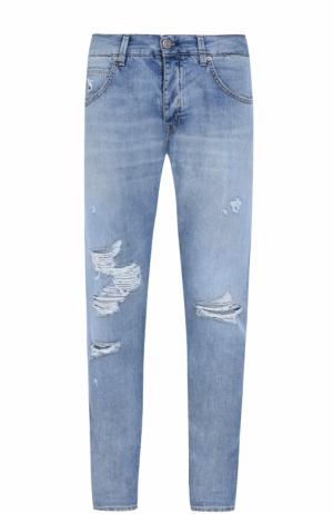 Джинсы прямого кроя с декоративными потертостями 2 Men Jeans. Цвет: синий