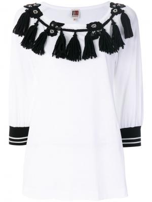 Блузка с вышивкой и кисточками  IM Isola Marras I'M. Цвет: белый