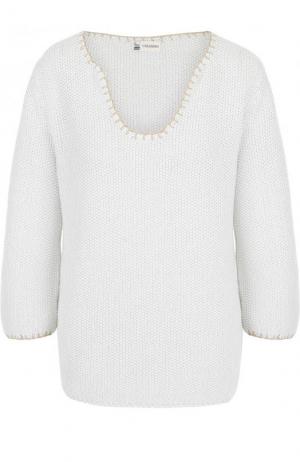 Хлопковый пуловер фактурной вязки Colombo. Цвет: белый