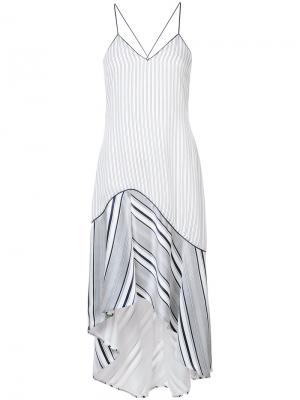 Асимметричное платье в полоску Jonathan Simkhai. Цвет: белый