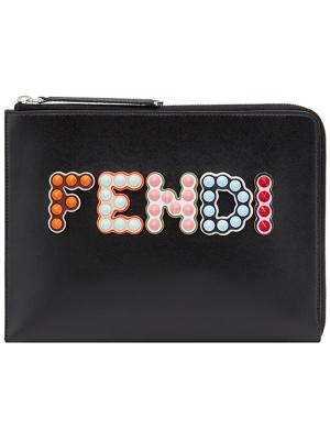 Клатч с логотипом Fendi. Цвет: чёрный