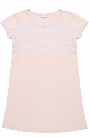 Сорочка из хлопка с кружевной отделкой La Perla. Цвет: розовый