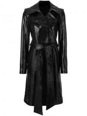Лакированное пальто Helmut Lang. Цвет: чёрный
