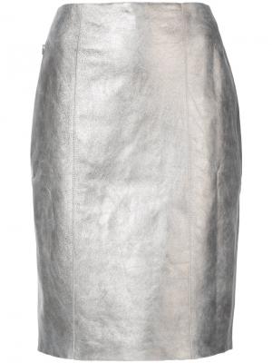 Узкая юбка миди Akris. Цвет: металлический
