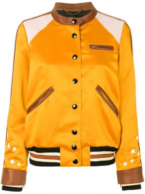 Куртка-бомбер Varsity Racer Coach. Цвет: жёлтый и оранжевый