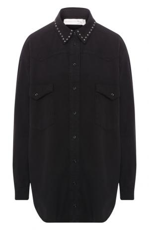Хлопковая блуза с декоративной отделкой Victoria, Victoria Beckham. Цвет: черный