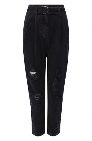 Укороченные джинсы с поясом и потертостями Iro. Цвет: темно-серый