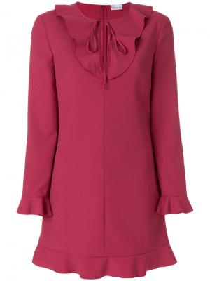 Платье с оборчатым воротником Red Valentino. Цвет: розовый и фиолетовый