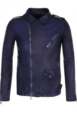 Кожаная куртка на молнии Giorgio Brato. Цвет: синий