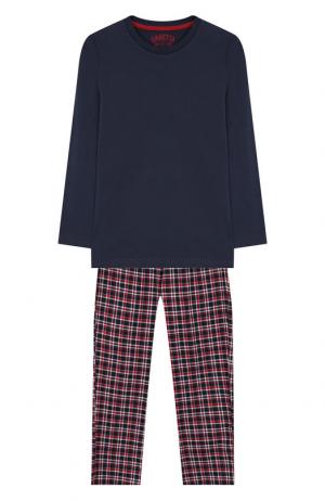 Хлопковая пижама Sanetta. Цвет: синий