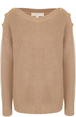 Однотонный пуловер с контрастными пуговицами MICHAEL Kors. Цвет: бежевый
