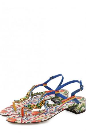 Кожаные сандалии Infradito с принтом Dolce & Gabbana. Цвет: разноцветный
