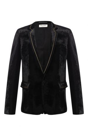 Однобортный пиджак из смеси вискозы и шелка Saint Laurent. Цвет: черный