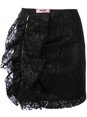 Мини юбка с рюшами MSGM. Цвет: чёрный
