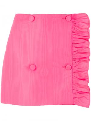 Асимметричная мини-юбка с оборкой MSGM. Цвет: розовый и фиолетовый