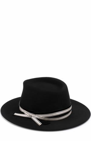 Фетровая шляпа с лентой Maison Michel. Цвет: черный