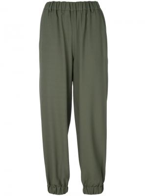 Прямые брюки с манжетами Mm6 Maison Margiela. Цвет: зелёный
