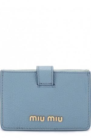 Кожаный футляр для кредитных карт Miu. Цвет: голубой