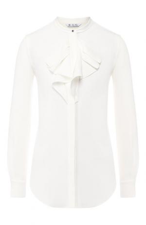 Однотонная блуза из шелка Loro Piana. Цвет: белый