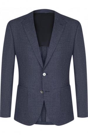 Однобортный пиджак на двух пуговицах BOSS. Цвет: темно-синий
