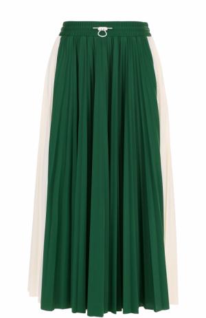 Плиссированная юбка-миди с эластичным поясом Valentino. Цвет: зеленый