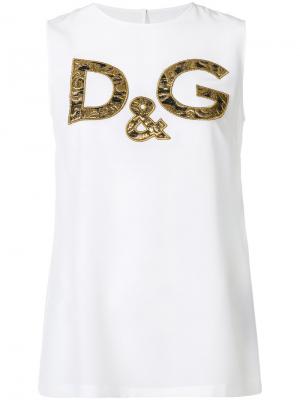 Жаккардовый топ с заплаткой логотипом Dolce & Gabbana. Цвет: белый