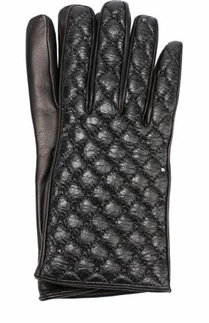 Кожаные перчатки  Garavani с металлическими заклепками Valentino. Цвет: черный