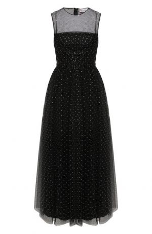 Приталенное платье-миди с декоративной отделкой REDVALENTINO. Цвет: черный