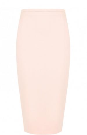 Однотонная юбка-карандаш из шерсти Michael Kors Collection. Цвет: розовый