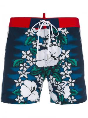 Hawaiian floral print swim shorts Dsquared2. Цвет: синий