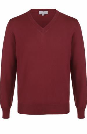 Хлопковый пуловер тонкой вязки Canali. Цвет: бордовый