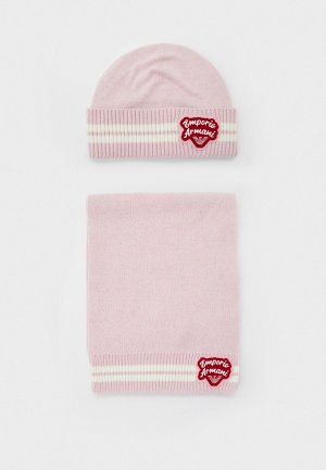 Шапка и шарф Emporio Armani. Цвет: розовый
