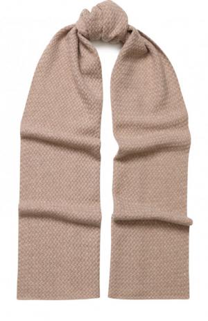 Кашемировый шарф фактурной вязки с отделкой стразами William Sharp. Цвет: бежевый